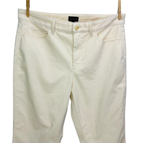Talbots Womens Ivory Corduroy Pants Size 12 Stretch Ankle Crop 26β Inseam - Picture 4 of 11